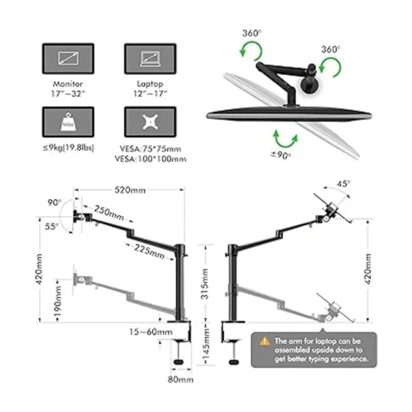 viozon Soporte para monitor y laptop 2 en 1 ajustable de_4