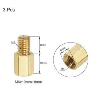 uxcell M6x10mm0.315 in machohembra latón hexagonal PCB_2