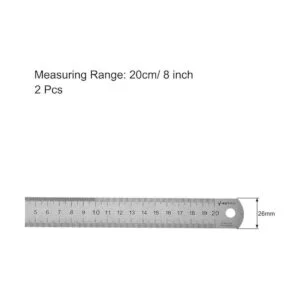 uxcell Regla recta 7.9 in 7.9 in métrica acero_2