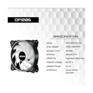 upHere Ventilador de carcasa RGB de 4.724 in doble halo_6