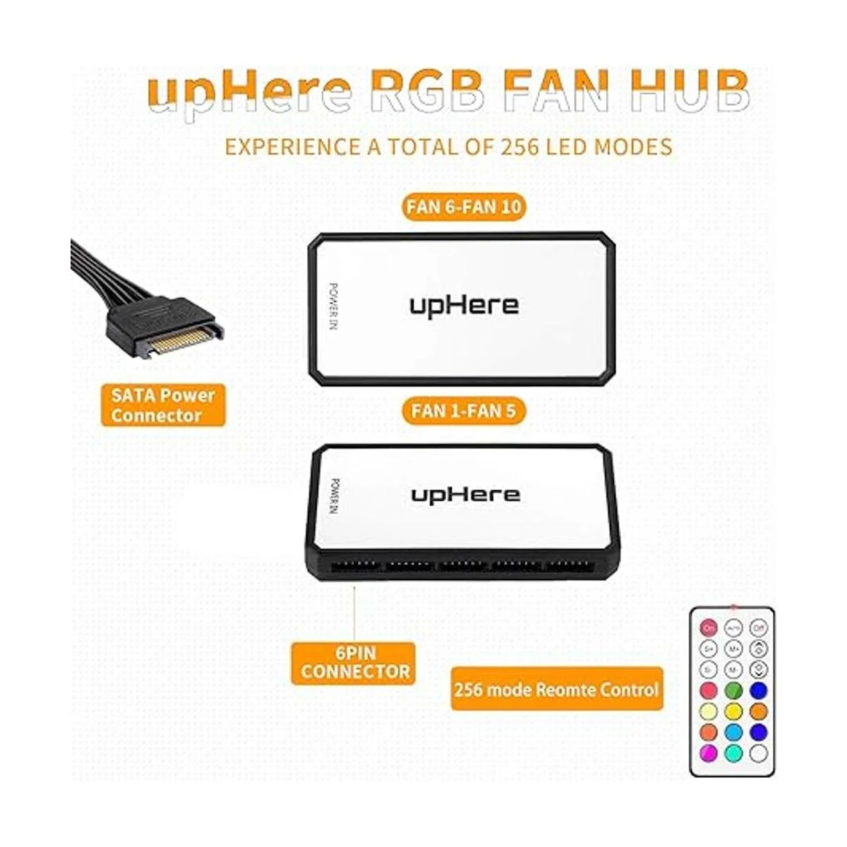 upHere Ventilador de carcasa RGB de 4.724 in control_5