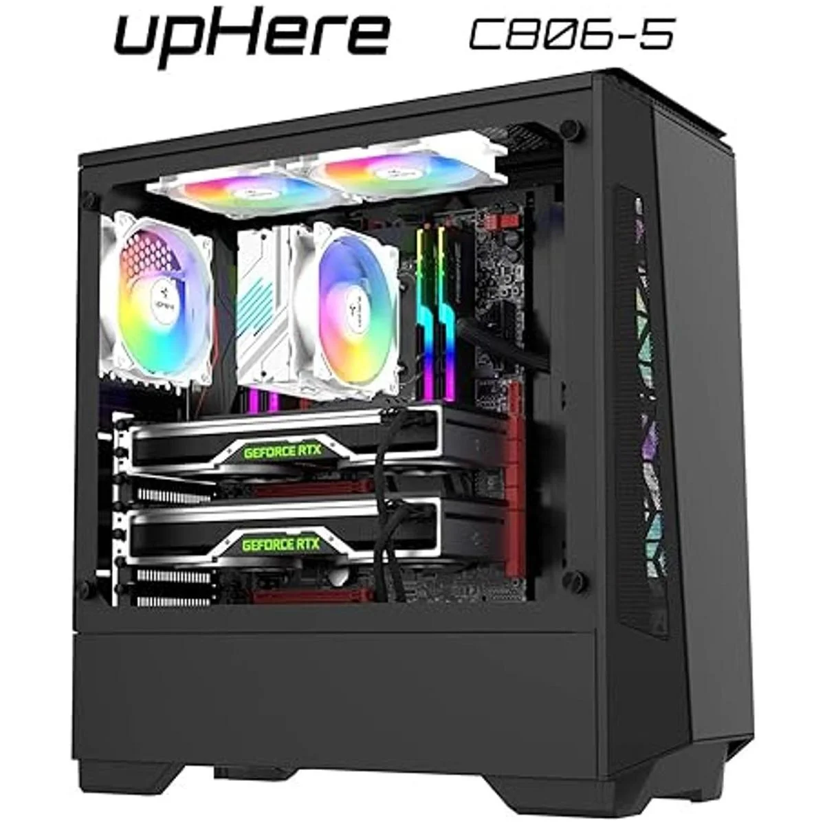 upHere Ventilador de carcasa RGB de 4.724 in control_6