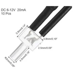 uxcell 10 bombillas LED con cable de 0.079 in luz blanca_2