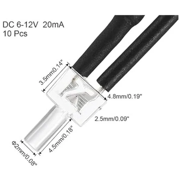 uxcell 10 bombillas LED con cable de 0.079 in luz blanca_2
