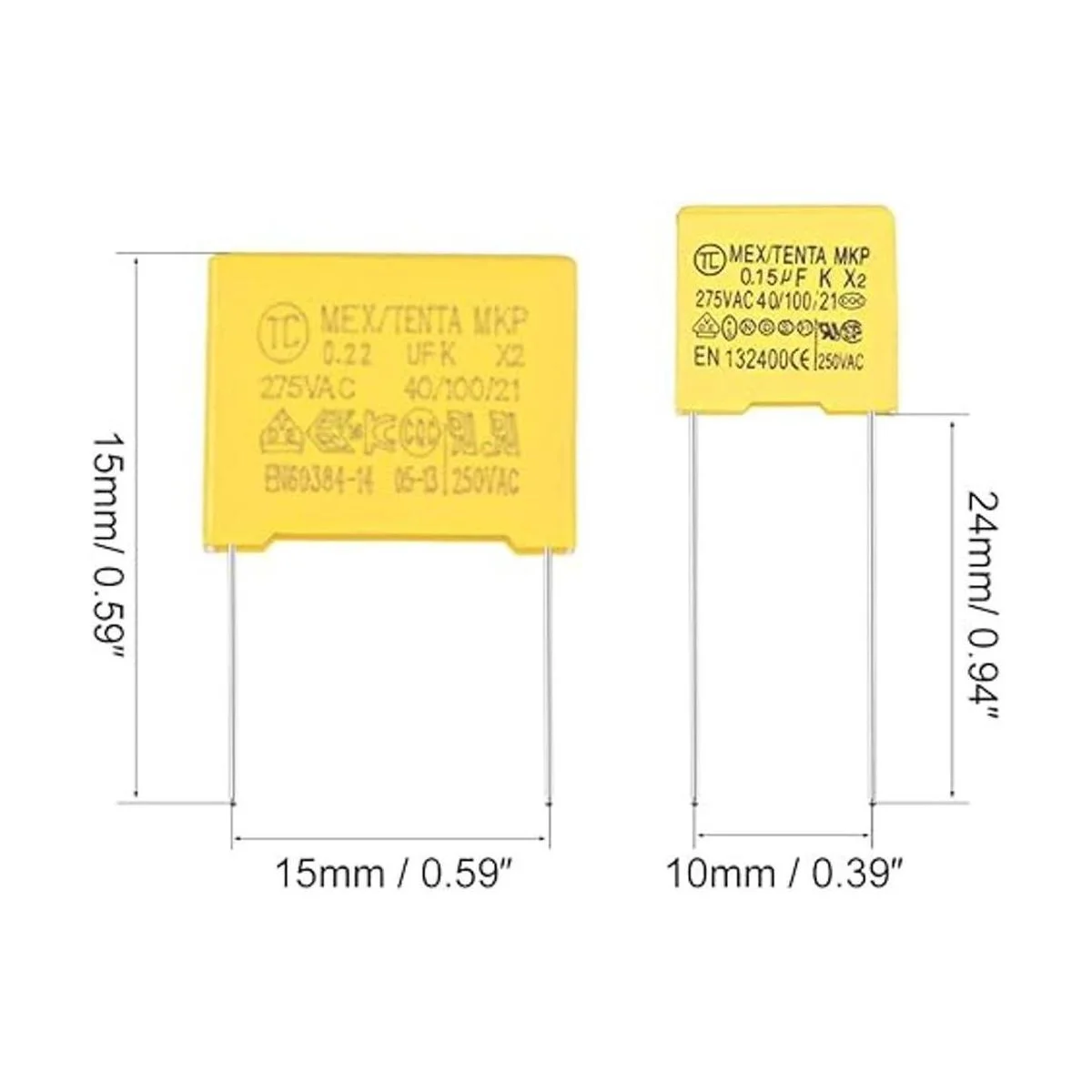 uxcell Juego de condensadores de polipropileno 01uF_2
