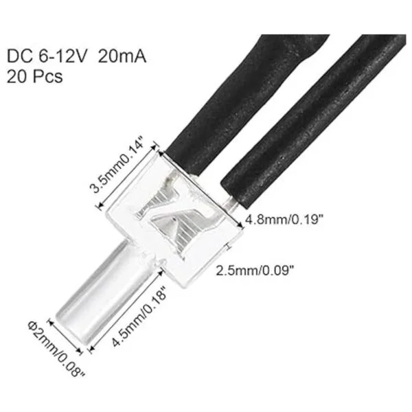 uxcell 20 bombillas LED con cable de 0.079 in luz blanca_2