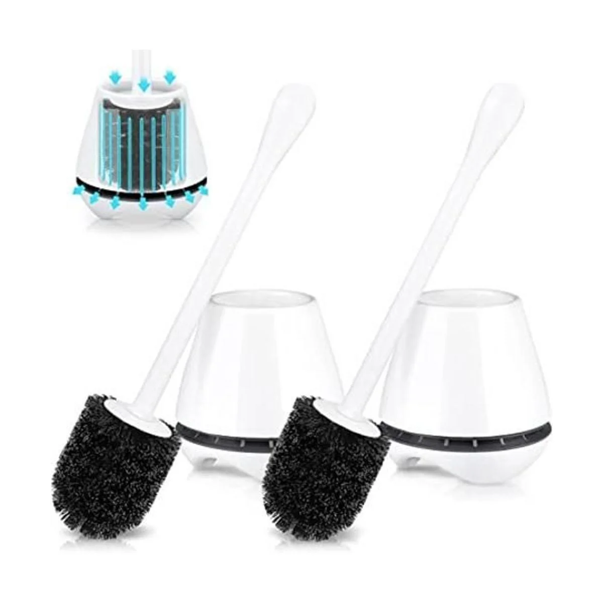 uptronic Paquete de 2 cepillos de inodoro con soporte_1