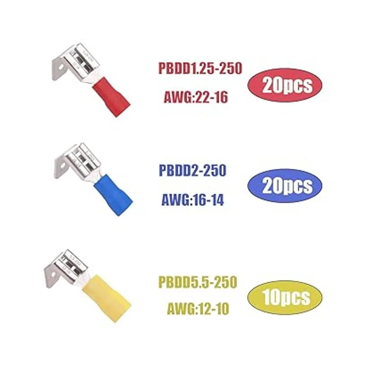 smseace 50 terminales de pala de cerdito 221616141210AWG_2