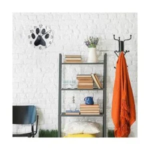 senya Reloj de pared redondo con diseño de pata de perro_4