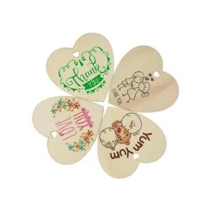 obmwang 50 Pieces 3 Natural Heart Wood Slices DIY Wooden