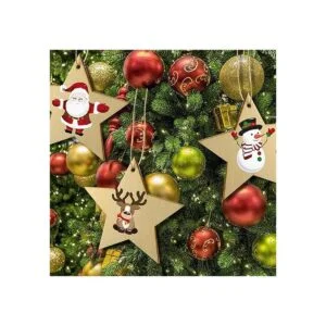 obmwang 50 piezas de recortes de estrella de madera