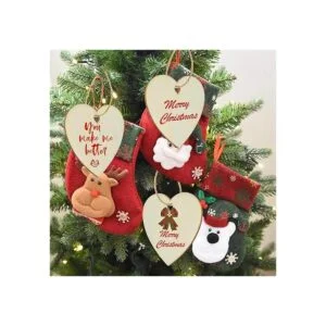 obmwang 50 Pieces 3 Natural Heart Wood Slices DIY Wooden