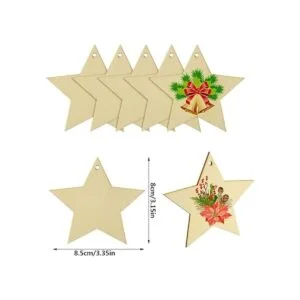 obmwang 50 piezas de recortes de estrella de madera