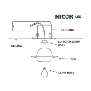 nicor iluminación 17506 WH Eyeball recortar 152 cm