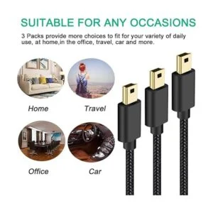 mini USB trenzado paquete de 3 pies SCOVEE USB 2.0 tipo A