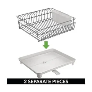 mDesign Alloy Steel Sink Dish Drying Rack Holder with