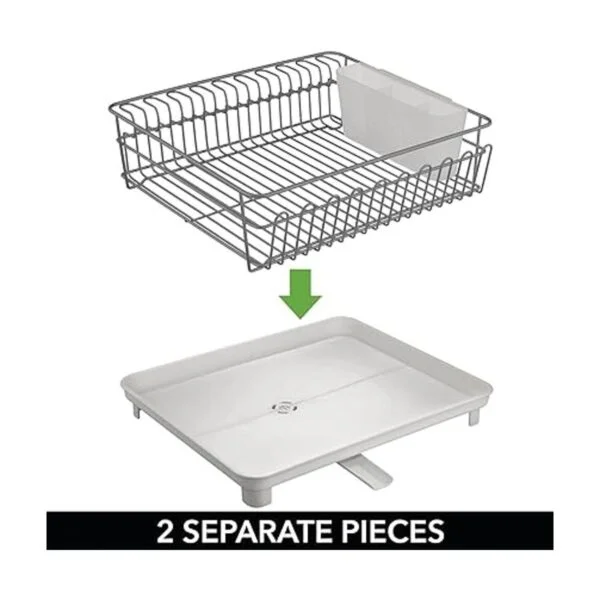 mDesign Alloy Steel Sink Dish Drying Rack Holder with