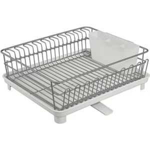 mDesign Alloy Steel Sink Dish Drying Rack Holder with