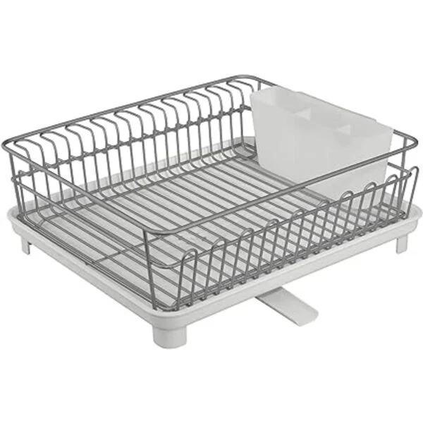 mDesign Alloy Steel Sink Dish Drying Rack Holder with