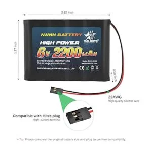 melasta Batería receptora RC de 6 V 2000 mAh recargable
