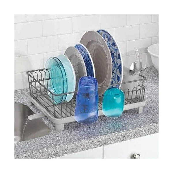 mDesign Alloy Steel Sink Dish Drying Rack Holder with