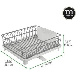 mDesign Alloy Steel Sink Dish Drying Rack Holder with