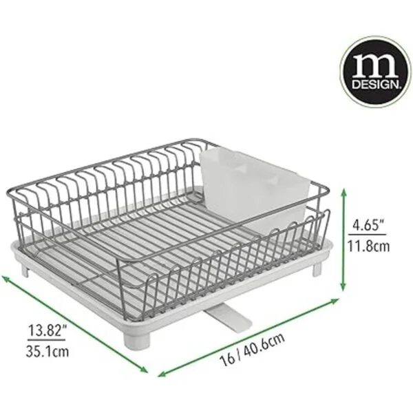 mDesign Alloy Steel Sink Dish Drying Rack Holder with