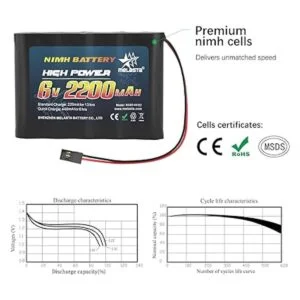 melasta Batería receptora RC de 6 V 2000 mAh recargable