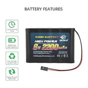 melasta Batería receptora RC de 6 V 2000 mAh recargable