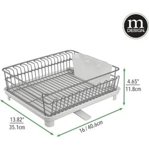 mDesign Alloy Steel Sink Dish Drying Rack Holder with