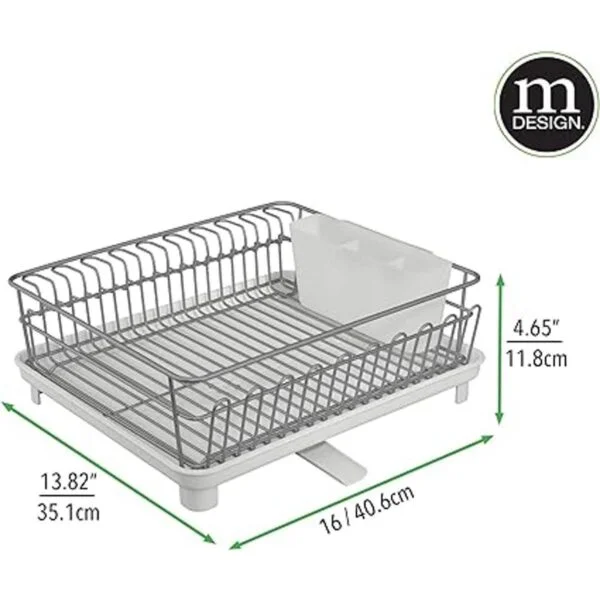 mDesign Alloy Steel Sink Dish Drying Rack Holder with
