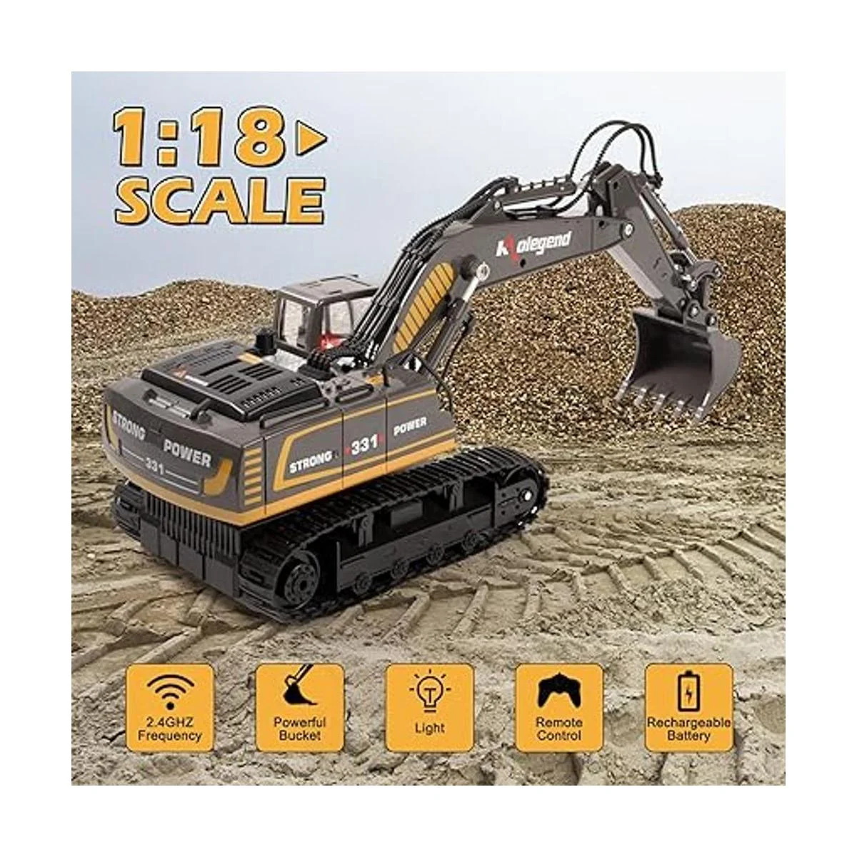 kolegend Juguete de excavadora de control remoto de 16_4