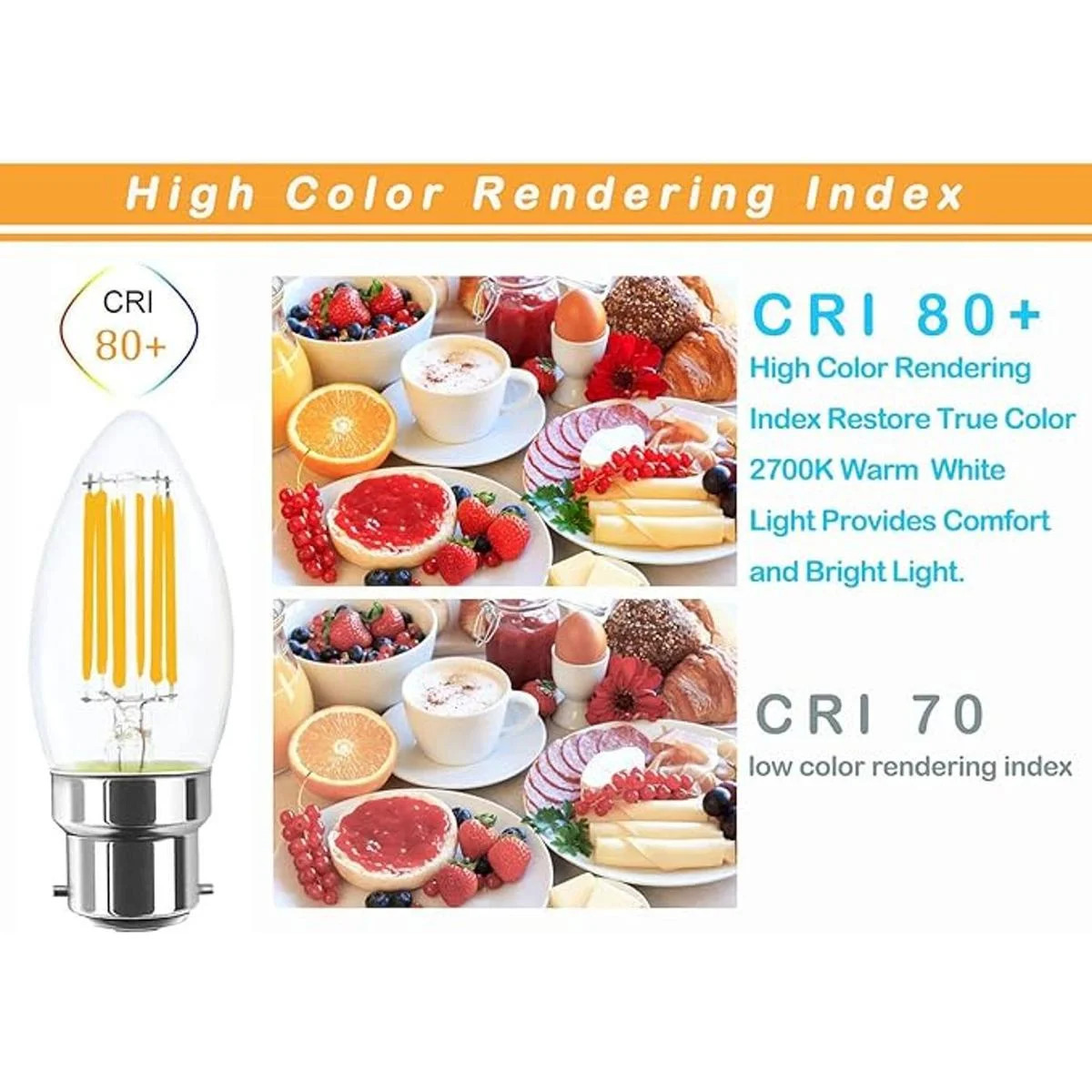 lamsky B22 bayoneta de filamento LED vela foco de luz 6 W_3