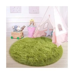 junovo Alfombra redonda y esponjosa para niños y niñas_6