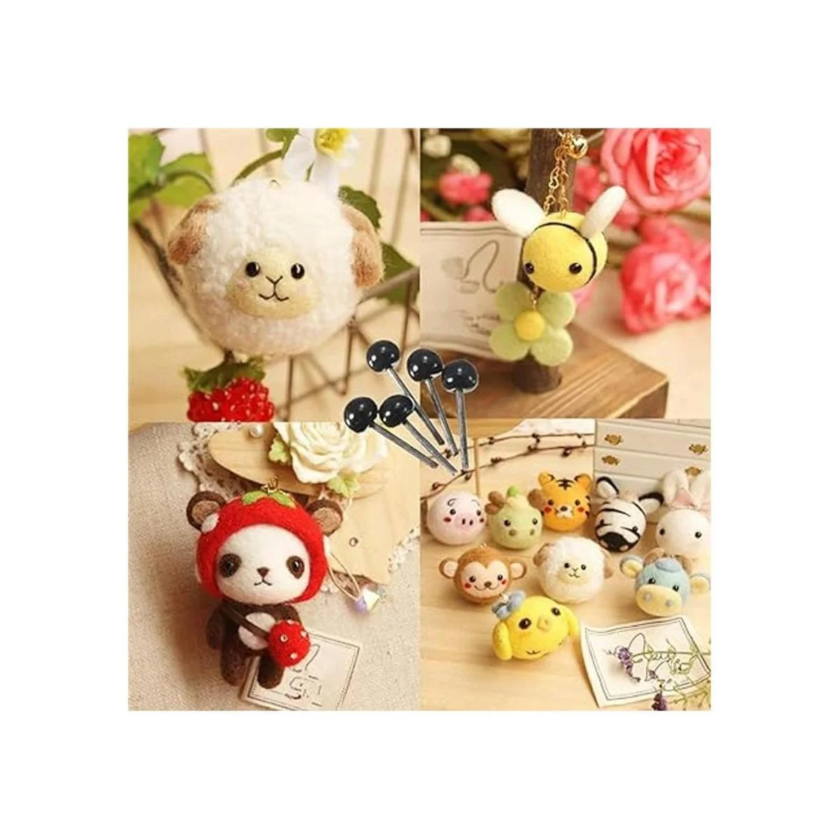 iSuperb Juego de 400 piezas de mini ojos de cristal negro