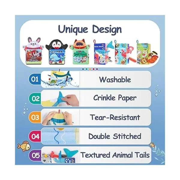iPlay iLearn Libros suaves para bebés juego de libros de_4