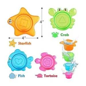 iPlay iLearn Juguetes de baño para bebé con organizador_5