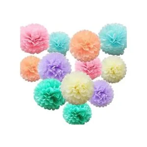 iShyan 12 bolas de flores de papel de seda de colores