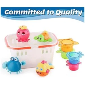 iPlay iLearn Juguetes de baño para bebé con organizador_2