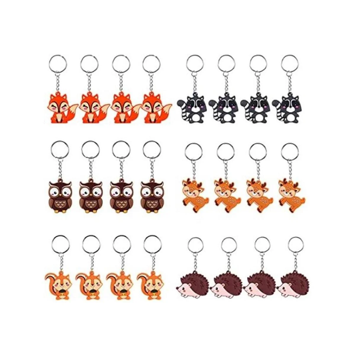iMagitek Paquete de 24 llaveros de animales del bosque