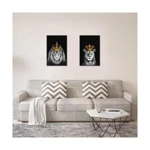 iHAPPYWALL Juego de 2 piezas de lienzo de león y leona