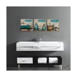 iHAPPYWALL Juego de 3 piezas de lienzo para baño estilo_3