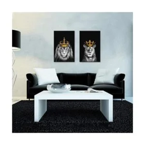 iHAPPYWALL Juego de 2 piezas de lienzo de león y leona