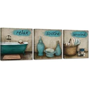 iHAPPYWALL Juego de 3 piezas de lienzo para baño estilo_1