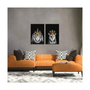 iHAPPYWALL Juego de 2 piezas de lienzo de león y leona