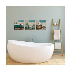 iHAPPYWALL Juego de 3 piezas de lienzo para baño estilo_4
