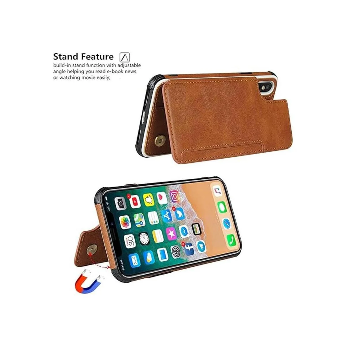 iCoverCase Funda tipo cartera para iPhone XS funda para_4