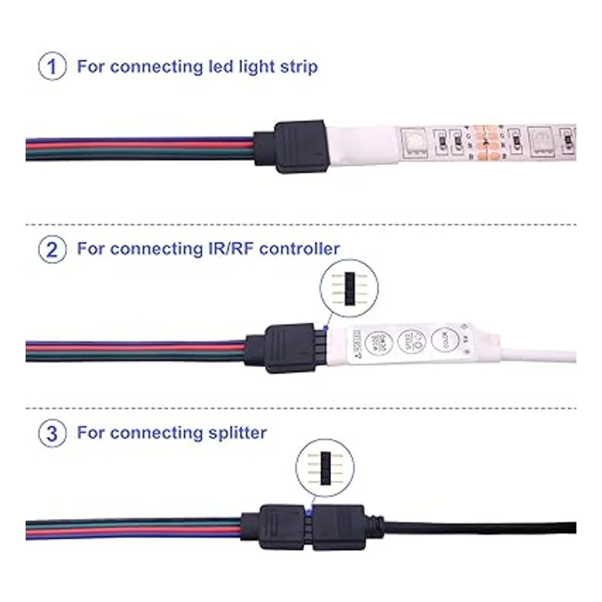 iCreating 10PCS LED 5050 RGB Strip Light Connector 4 Pin
