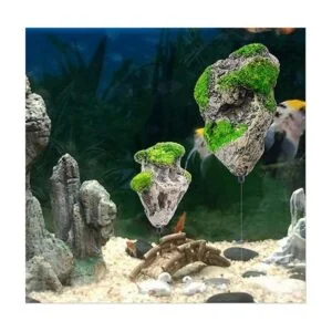 hewnda Acuario adornados with suspended Rock flotante_3