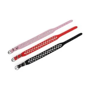 haoyueer Bling Rhinestone Collar de cuero sintético con_3